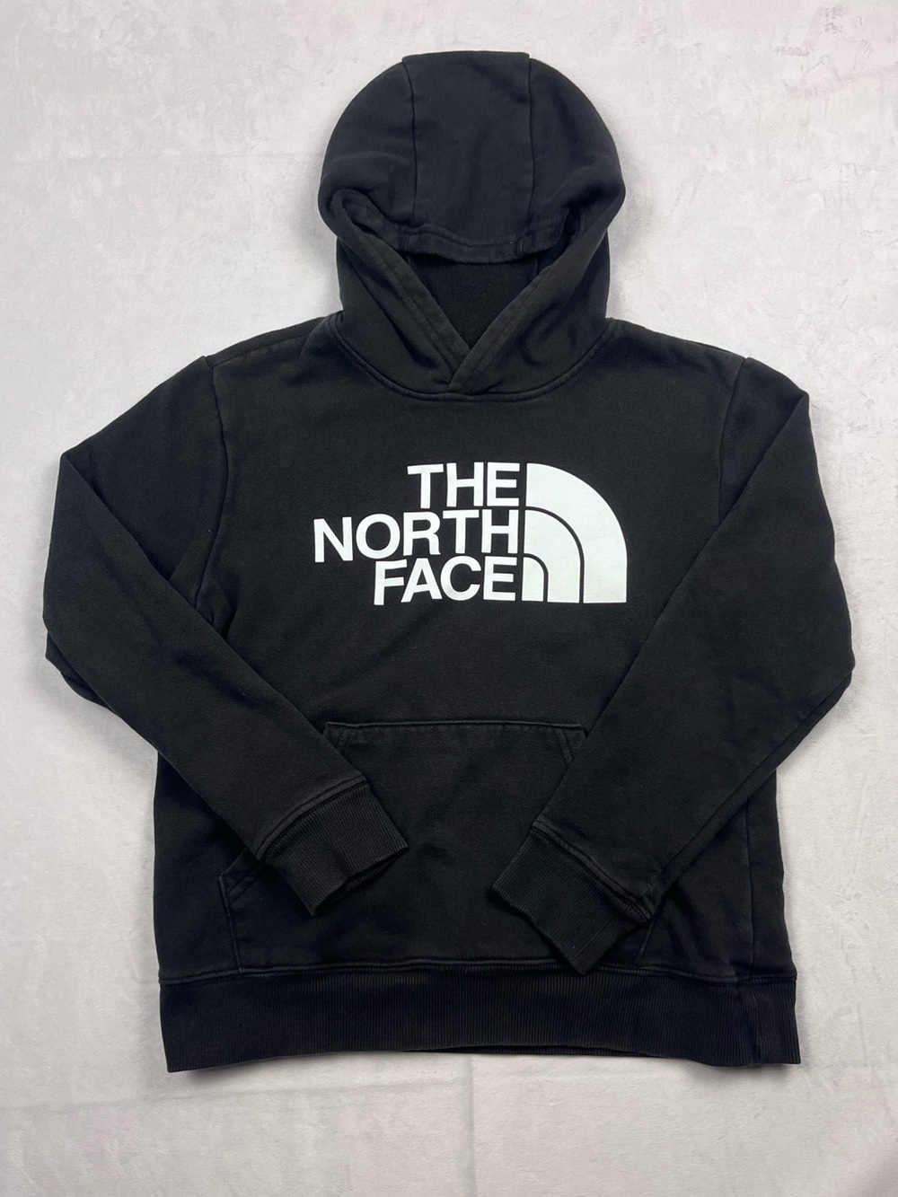 The North Face Boys Black Big Logo Fleece Pullover Hoodie Size Large